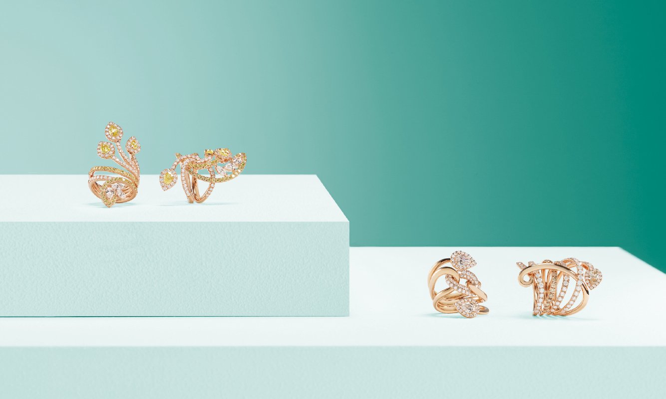 Pink gold rings with white, brown and yellow diamonds. | Crivelli official Pink gold rings with white, brown and yellow diamonds. | Crivelli official